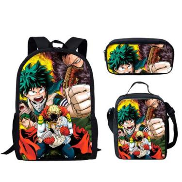 Imagem de Conjunto de mochilas My Heros Academias Anime 3 unidades Kids School B