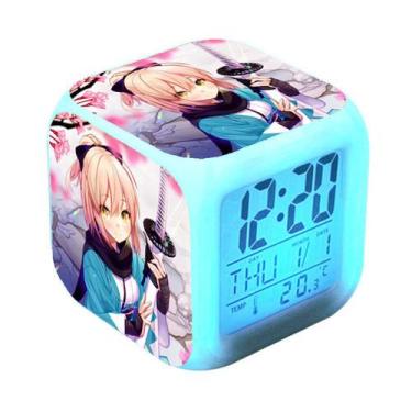 Imagem de Relógio digital LED Okita Souji Square com função de despertador - yiw
