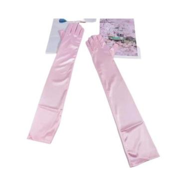 Imagem de Luvas Longas De Cetim Elástico Para Mulheres De 55cm Para Casamento, F