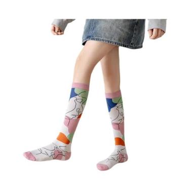 Imagem de Meias De Algodão Com Listras Em Gradiente Para Mulheres, Moda Retro De