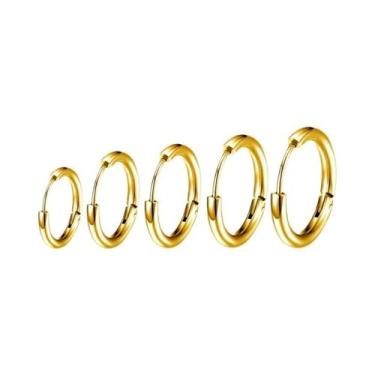 Imagem de Brincos De Argola Masculinos Em Aço Inoxidável (5 Peças) - Joias Uniss