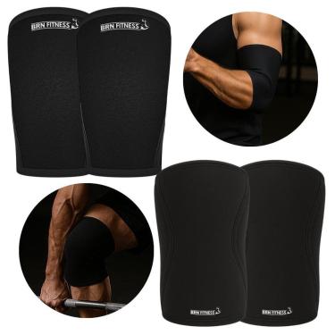 Imagem de Kit Cotoveleira e Joelheira 7mm Alta Performance Suporte Articular Treino Intenso-Unissex