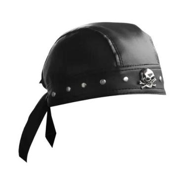 Imagem de Bandana De Couro Preta Com Caveira Para Capacete De Moto, Presente De 