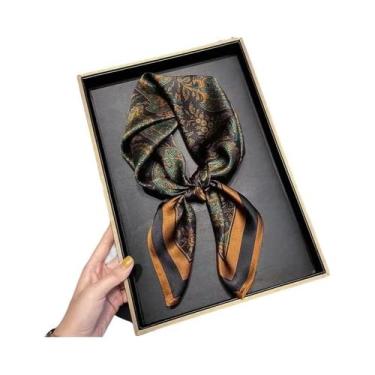 Imagem de Lenço De Seda Feminino 70x70cm Luxuoso Com Estampa De Corrente Fino Pa