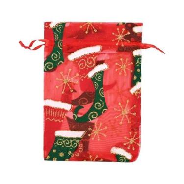 Imagem de Grandes Sacolas De Organza De Natal 10pcs Embalagem Para Presentes Com