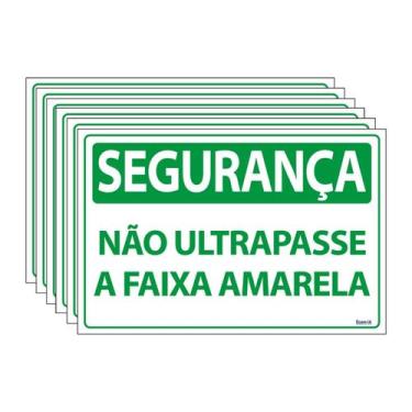 Imagem de Combo 6 Placas De Sinalização Segurança Não Ultrapasse A Faixa Amarela