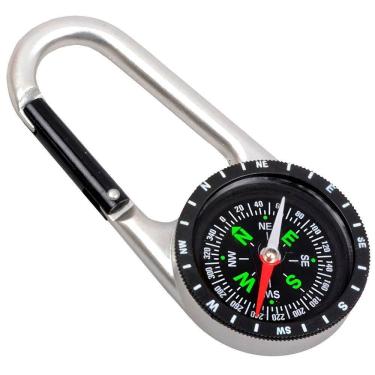 Imagem de Chaveiro Bússola Compacta Prateada – Ferramenta De Sobrevivência Para Camping, Trilha E Aventura