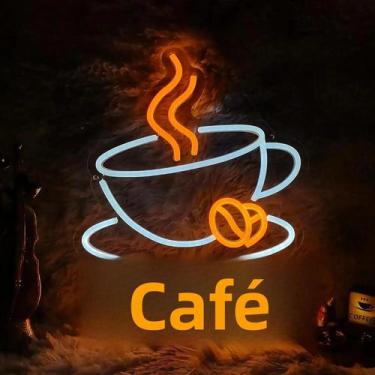 Imagem de Luminária LED USB Regulável Com Efeito Neon De Café, Brilho Amarelo Qu