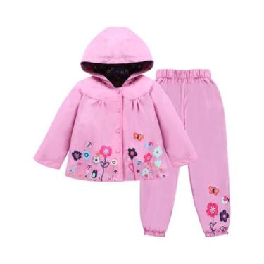 Imagem de Conjunto Infantil Impermeável Com Estampa Floral De Manga Longa Para O