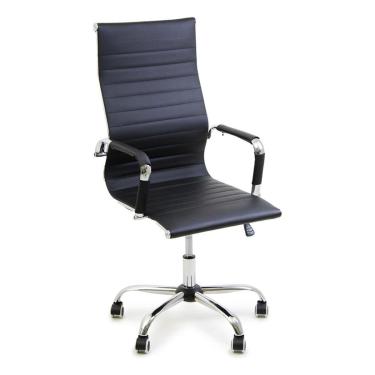 Imagem de Cadeira Esteirinha Monobloco Escritório Ergonômica Couro PU Preta – ITS Imports-Unissex