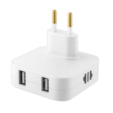 Imagem de Tomada 4 em 1 Adaptador Benjamin Dobrável Carregador com Duplo USB 10A