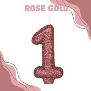 Imagem de Vela de Aniversário Para Bolo Shine C/Glitter - Crgfestas, Rose Gold, 