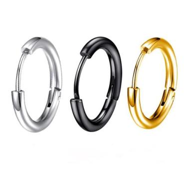 Imagem de Kit 2 Pares Brinco de argola 10mm 12mm 14mm 16mm 18mm 20mm Aço Inox Un