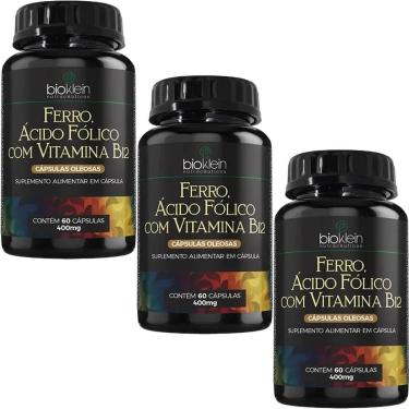Imagem de Kit 3X Ferro, Ácido Fólico e Vitamina B12 - 60 Cápsulas - Bioklein-Masculino