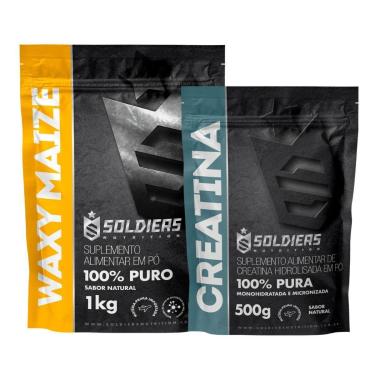 Imagem de Kit: Creatina Monohidratada 500g + Waxy Maize 1Kg - 100% Puro Importado - Soldiers Nutrition-Unissex