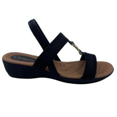 Imagem de Sandália Calce Fácil Campesí com Enfeite Dourado Preta 231 - Preto 42-Feminino