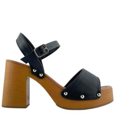 Imagem de Sandália Feminina Zatz Com Pedrarias E Salto Amadeirado-Feminino