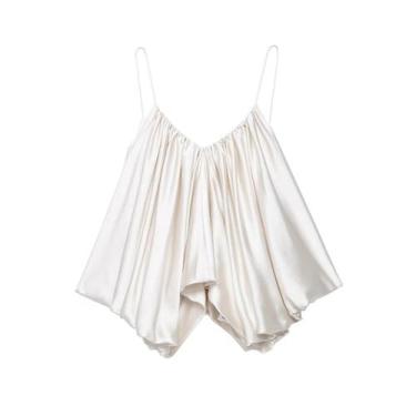 Imagem de Top Cropped Elegante De Cetim Sem Mangas Para Mulheres, Top Sexy Costa