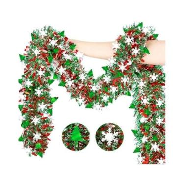 Imagem de Guirlandas De Natal Vermelhas E Verdes 2/10M Para Decoração De Árvores
