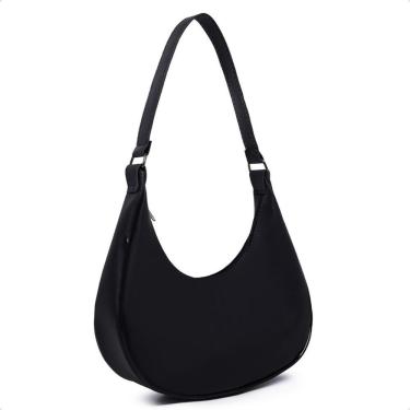 Imagem de Bolsa OEM Baguete Meia Lua Pequena 20x4x28 Preto para Ombro e Mão Versátil e Prática Fe...