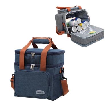 Imagem de Bolsa Térmica Expansível de Grande Capacidade para Piquenique e Viagens Kit 2 Azul OEM