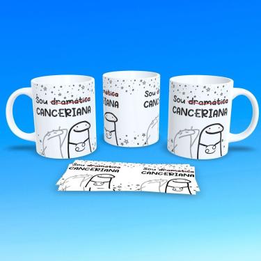 Imagem de Caneca de Porcelana Flork Signos Câncer para Bebidas 325ML Decorada para Uso Diário Branca com Estampa Colorida Outras