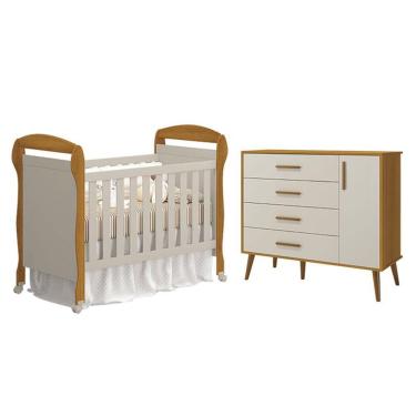 Imagem de Berço Americano Danny E Cômoda Com Porta Isis Areia Savana Acetinado - Reller