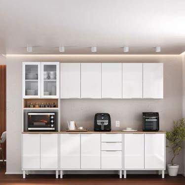 Imagem de Cozinha Completa Renova 14 Portas 2 Gavetas em Aço 270 cm Branco Neve Moderna