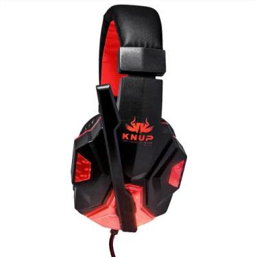 Imagem de Fone de ouvido over-ear gamer Knup KP-397 preto e vermelho c - Congrat