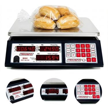 Imagem de Balança Comercial 30KG Computadora de Preços LED Vermelho DST-30 Bivolt Triunfo