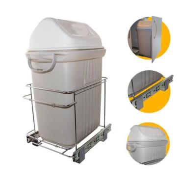 Imagem de Lixeira Pop Deslizante 19 Litros 1162 Para Embutir Em Armários de Cozi