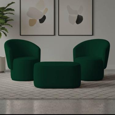 Imagem de Poltrona Kit 2 e Puff Orgânico Malu Max Bouclê M11 - D`Rossi