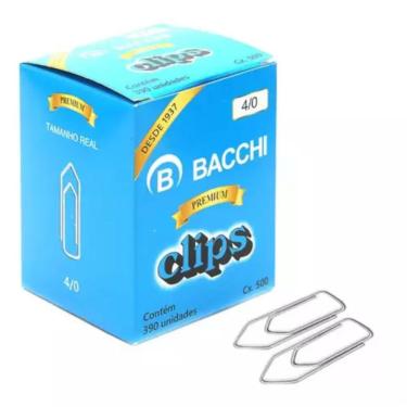 Imagem de Clips Galvanizado Bacchi 4-0 Linha Premium Alta Durabilidade para Organização de Documentos 390 Unidades Prata