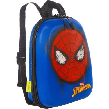Imagem de Mochila Infantil Max Toy Homem Aranha em EVA e Poliéster 27x20x9CM Azul para Crianças