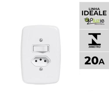 Imagem de Interruptor e Tomada Pluzie Linha Ideale 10A 20A 4x2 Comando de Iluminação e Energia Ce...