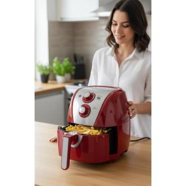 Imagem de Fritadeira Sem Óleo 4L Vermelha 1500W Cesto Quadrado - Saudá