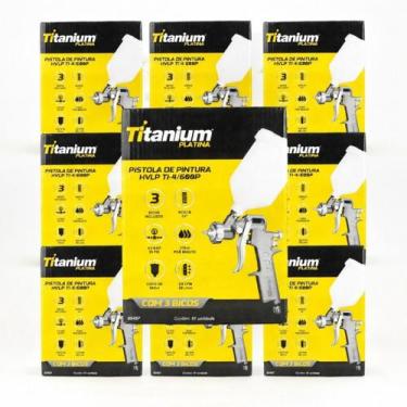 Imagem de Kit 10 Pistolas Pintura HVLP Gravidade 3 Bicos Titanium - Titanium Pla