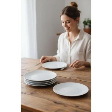 Imagem de Jogo 6 Pratos Rasos Porcelana 25cm - Elegância e Resistência - Congrat
