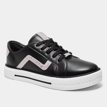 Imagem de Tênis Casual Menina Molekinha Shine Snak Preto 2565.109, Preto, Menina