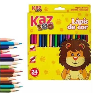 Imagem de Lápis de Cor 24 Cores Zoo Atóxico Plástico Sextavado Escola Desenhar C