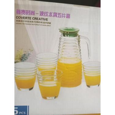 Imagem de Conjunto de Jarra 1L com 4 Copos 200ml cada. VIDRO. - L&T Importação -