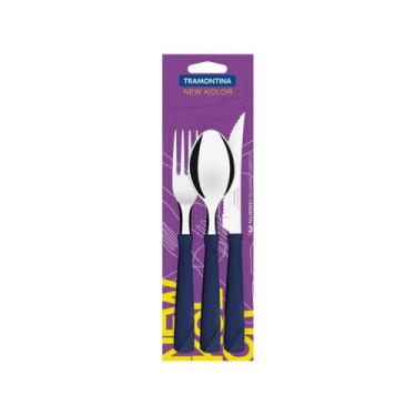 Imagem de Faqueiro Tramontina Inox New Kolor 3 Peças, Azul