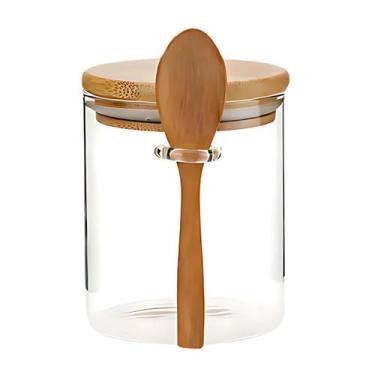 Imagem de 10 Potes de Vidro Hermético Com Tampa e Colher Bambu Multiuso 950ml - 