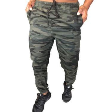 Imagem de Calça Jeans Camuflada Masculina Jogger Com Punho Elástico - Espaço CK!