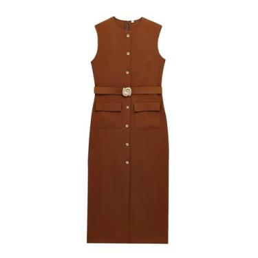 Imagem de Vestido Longo Preto Sem Mangas Para Mulheres, Elegante E Casual, Com B
