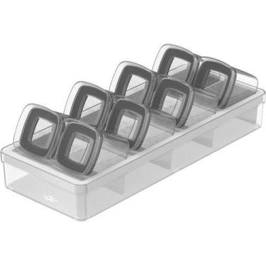 Imagem de Porta Temperos Organizador Hermético 9 Peças Gaveta Clear Ou