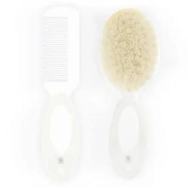 Imagem de Kit higiene bebes pente + escova cerdas naturais Pimpolho Branco