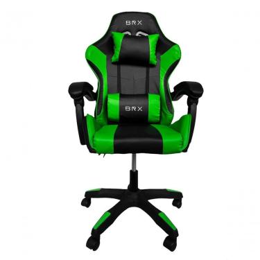 Imagem de Cadeira Gamer Impact Brx Br-X em Tecido com Encosto Reclinável Apoio de Braço Ajustável e Almofadas Verde