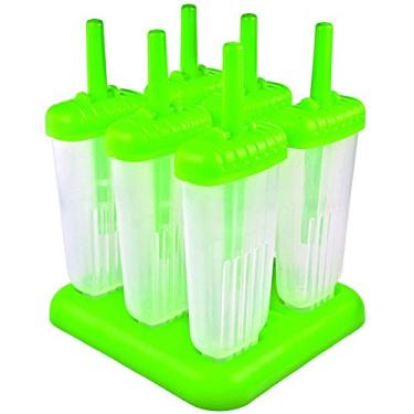 Imagem de Tovolo Moldes de picolé com palitos (pacote com 6, Groovy) - Moldes e palitos reutilizáveis para picolés caseiros e lanches congelados - Máquina de picolé empilhável com tampa, lavável na lava-louças