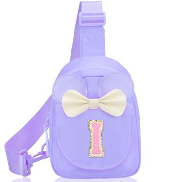 Imagem de Mochilas pequenas para meninas – Presentes de aniversário para meninas, para 3, 4, 5, 6, 7, 8, 9, 10 anos, pochete personalizada, pequena, rosa, bolsa tiracolo para crianças e meninas, Roxa, I